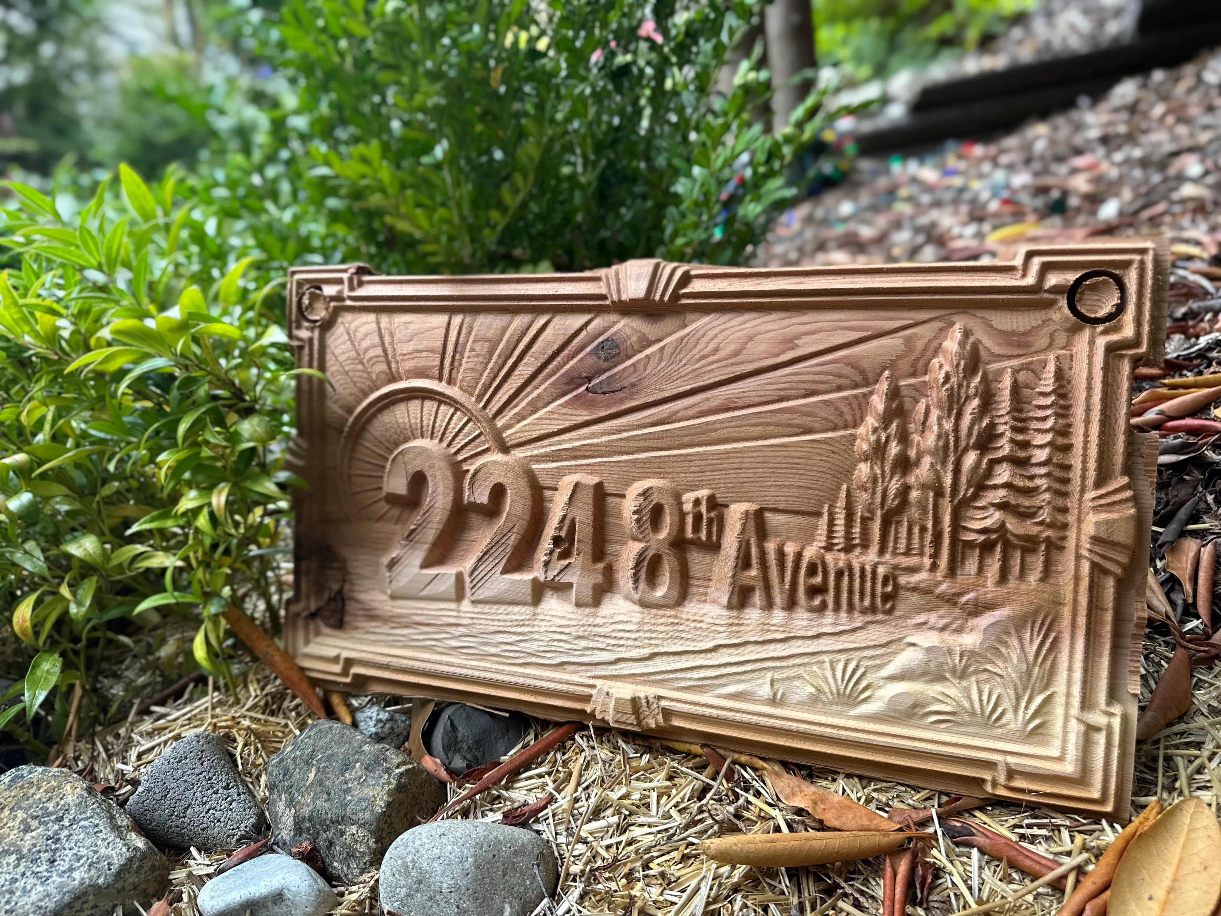 Sunburst Deco sign with a rising sun