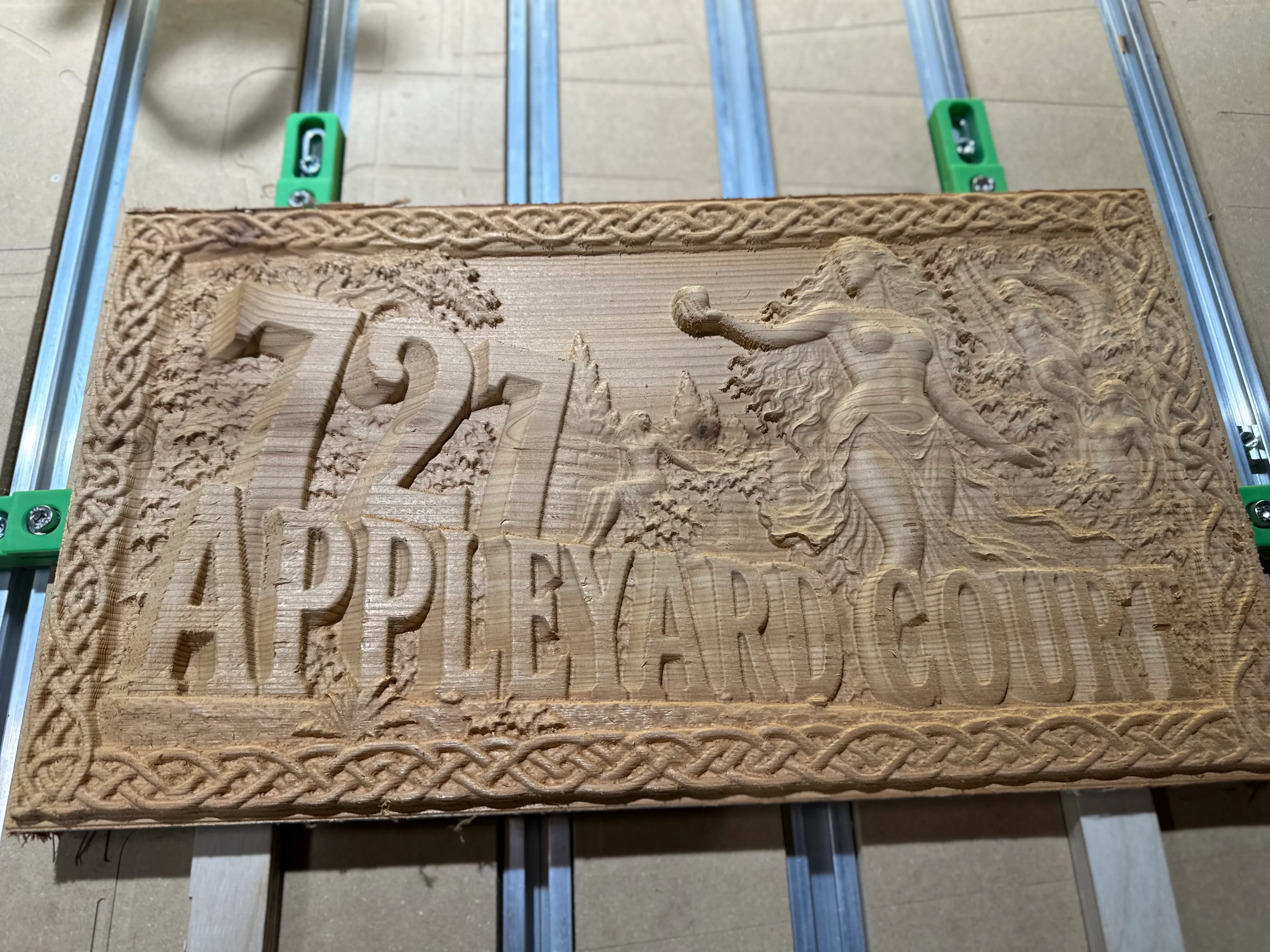 727 Appleyard Court, carving complete